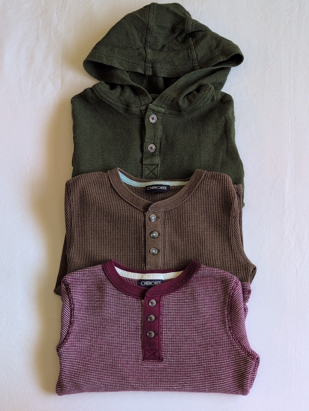 Joe Fresh & Cherokee Toddler Boys Waffle Knit Henley & Hoodie Lot 3pc Size 4T